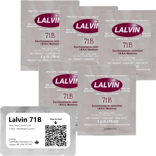 Lalvin 71B Wine Yeast 5 Pack - Make Wine Cider Mead Kombucha A...