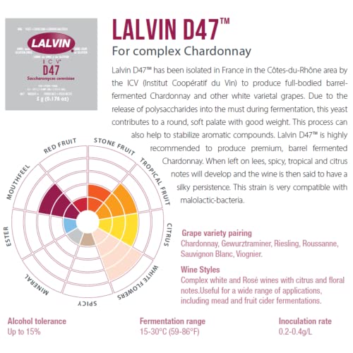 Lalvin D47 Wine Yeast 5 Pack - Make Wine Cider Mead Kombucha A...
