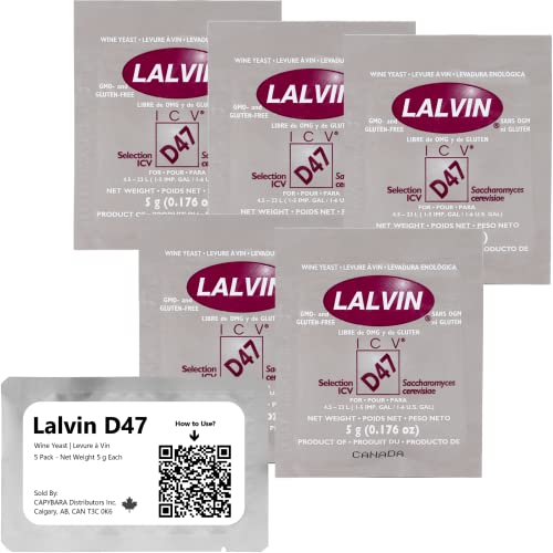 Lalvin D47 Wine Yeast 5 Pack - Make Wine Cider Mead Kombucha A...