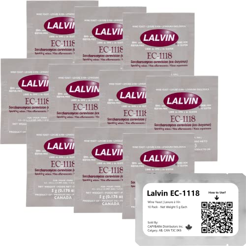 Lalvin EC-1118 Wine Yeast 10 Pack - Champagne Yeast - Make Win...