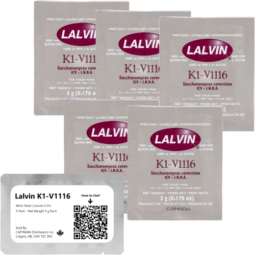 Lalvin K1-V1116 Wine Yeast 5 Pack - Make Wine Cider Mead Kombu...