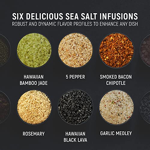 The Infused Sea Salt Sampler - 6 Reusable Tins With Bamboo Spoon