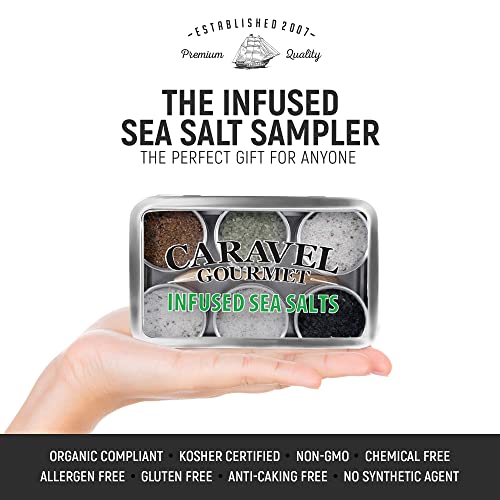 The Infused Sea Salt Sampler - 6 Reusable Tins With Bamboo Spoon