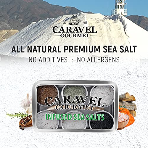 The Infused Sea Salt Sampler - 6 Reusable Tins With Bamboo Spoon