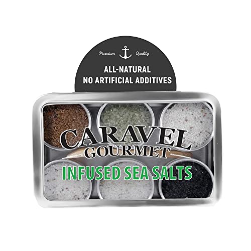 The Infused Sea Salt Sampler - 6 Reusable Tins With Bamboo Spoon