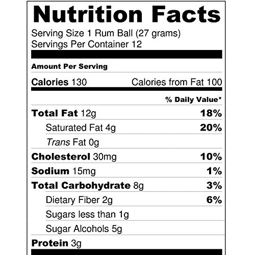 Low Carb Rum Balls - 12 Pack - Only 1 Net Carb Per Ball - Best T