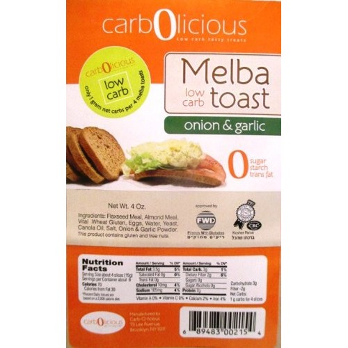 Low Carb Melba Toast Onion &Amp; Garlic 4 Oz.