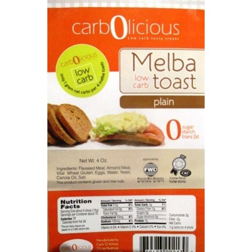 Low Carb Melba Toast Plain 4Oz Low Carb Melba Toast Plain 4Oz