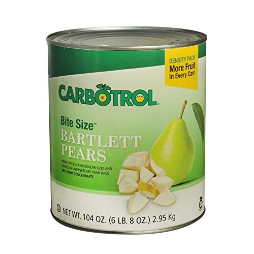 Carbotrol #10 Juice Packed Canned Fruit, Bite Size Pears 6 - 10