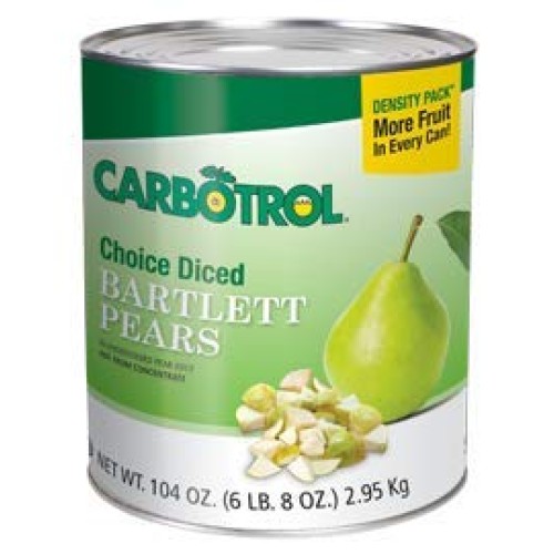 Carbotrol #10 Juice Packed Canned Fruit, Diced Pears 6-104Oz Ca