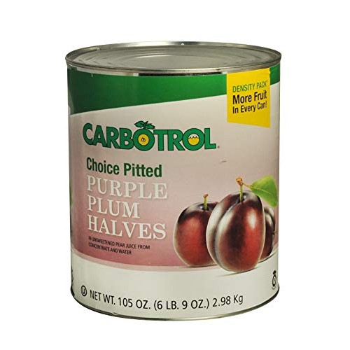 Carbotrol #10 Juice Packed Canned Fruit, Plum Halves 1 - 105Oz