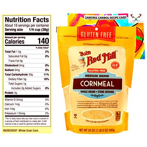 Bobs Red Mill Gluten Free Cornmeal Bundle. Includes Two 2 24Oz
