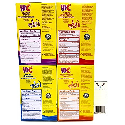 Hi-C Singles To Go Drink Mix Bundle With Carefree Caribou Gummy