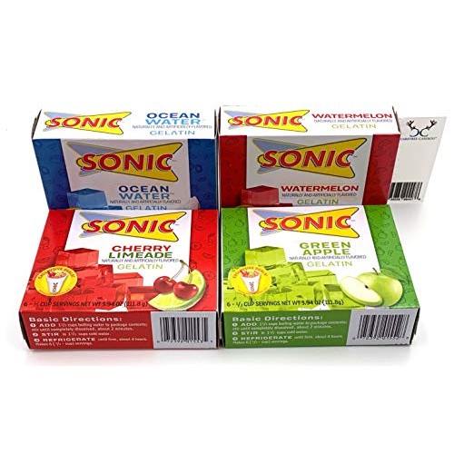 Sonic Gelatin Jello Shot Bundle. Cherry Limeade, Ocean Water, Wa Sonic Gelatin Jello Shot Bundle. Cherry Limeade, Ocean Water, Wa