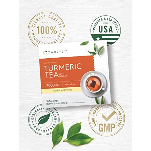Turmeric Tea Bags with Ginger | 50 Tea Bags | Caffeine Free | No...