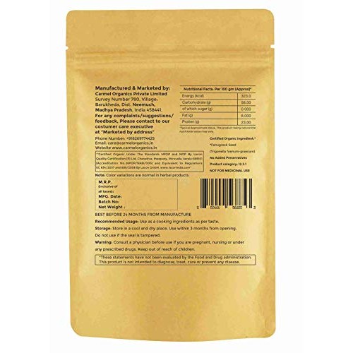 100% Organic Fenugreek | Methi Seeds Whole, 8 Oz