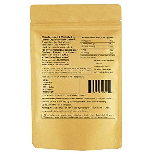 Organic Flax Seeds Whole | 8 Oz | Usda Certified