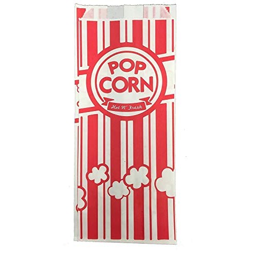 Carnival King Paper Popcorn Bags, 1 Oz, Red &Amp; White, 100 Pieces