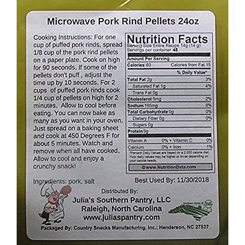 Microwave Pork Rinds JUMBO Chicharrones 24 Oz - Keto, Atkins, Pa...