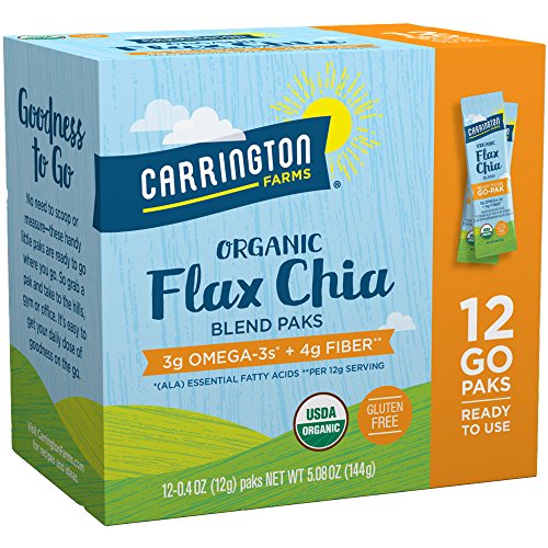 Carrington Farms Organic Flax Chia Paks, 12 Packets Pack Of 6,