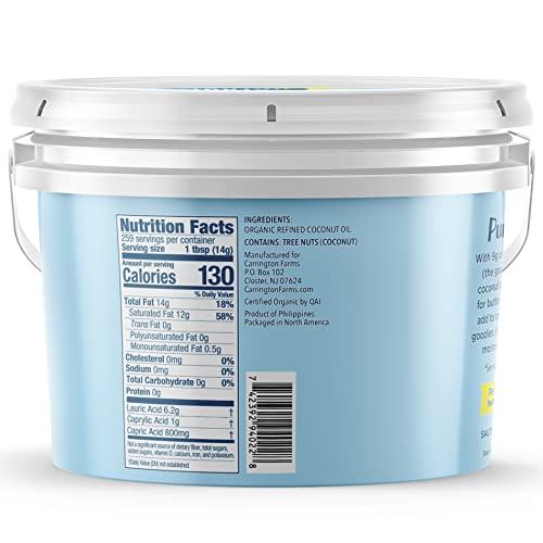 Carrington Farms Organic Refined Coconut Oil, Gluten Free, Non-G
