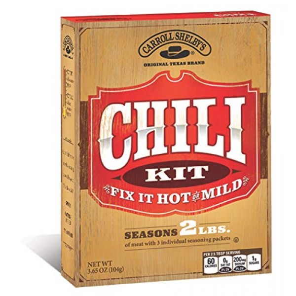 Carroll Shelbys Original Texas Chili Mix Kit, 3.65 Oz Pack Of 8