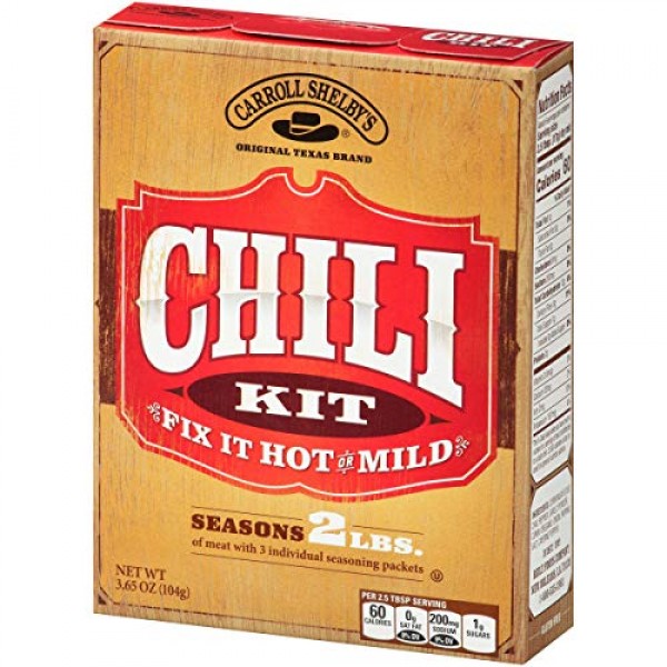 Carroll Shelbys Original Texas Chili Mix Kit, 3.65 Oz Pack Of 8