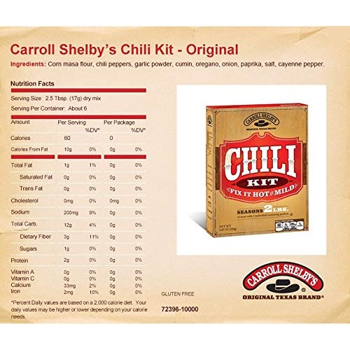 2 Pack Carroll Shelbys Chili Kit, Fix It Hot Or Mild, Each Net
