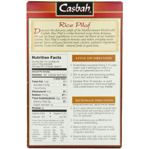 Casbah Authentic Grains, Seasoned Rice Pilaf Mix, 7 Ounce Pack