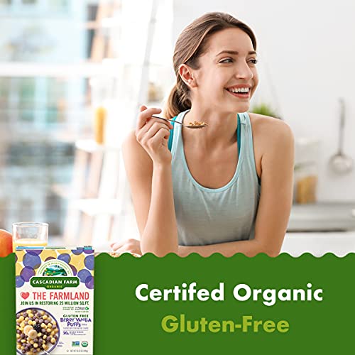 Cascadian Farm Organic Berry Vanilla Puffs Cereal, Gluten Free,