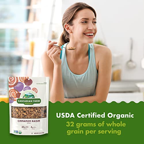 Cascadian Farm Organic Granola, Cinnamon Raisin Cereal, Resealab...