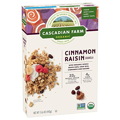 Cascadian Farm Organic Granola, Cinnamon Raisin Cereal, 6 Boxes,
