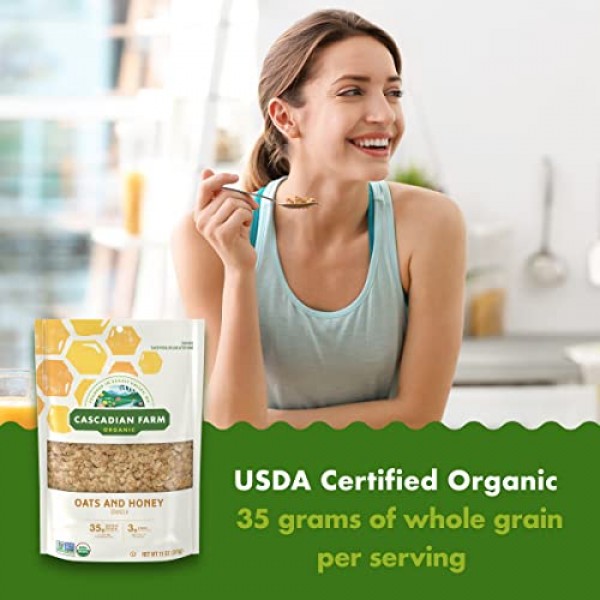 Cascadian Farm Organic Granola Oats and Honey Cereal, 16 oz Pac...