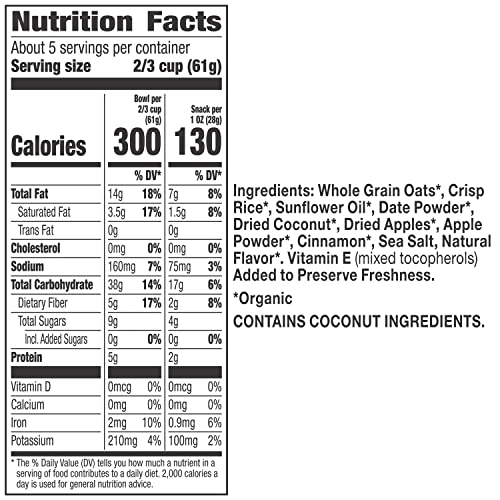 Cascadian Farm Organic Granola with No Added Sugar, Cinnamon App... Cascadian Farm Organic Granola with No Added Sugar, Cinnamon App...
