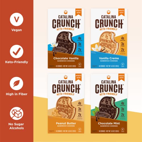 Catalina Crunch Sandwich Cookies Variety Pack 4 Flavors, 6.8 O...