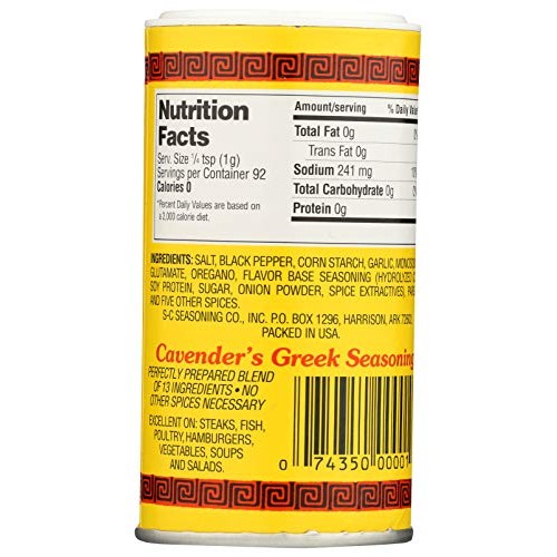 Cavender Greek Seasoning, 3.25 Oz