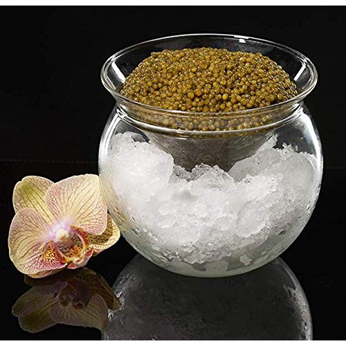 Glass Caviar Server - Up To 3 Serving - Caviar Plate Plus Bowl F