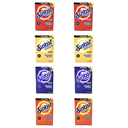Sunkist Zero Sugar Singles To Go Bulk Variety Pack - 4 Flavors -