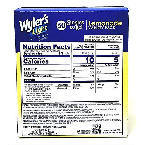 Wylers Light Lemonade Sugar / Gluten Free Bulk Variety Packs - 2