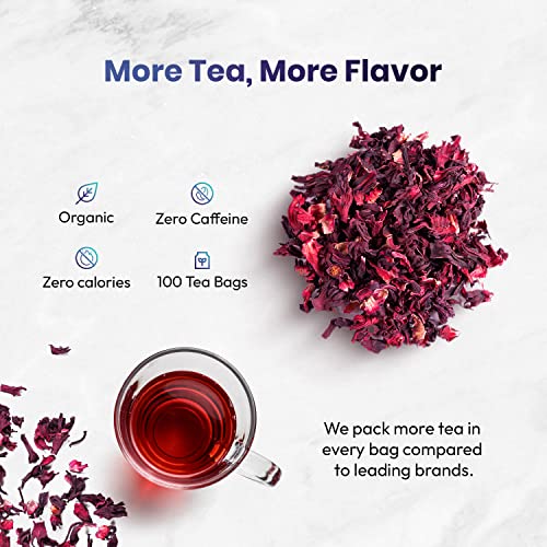 Organic Hibiscus Tea -100 Tea Bags | Organic Herbal Tea From Sin...