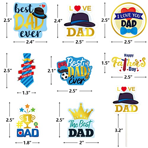 48pcs Fathers Day Cupcake Toppers Gold Foil Best Dad Birthday C...
