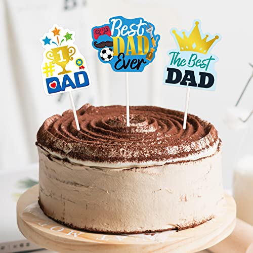 48pcs Fathers Day Cupcake Toppers Gold Foil Best Dad Birthday C...