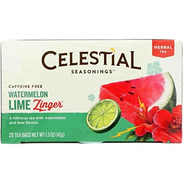Celestial Seasonings Watermelon Lime Zinger Herbal Tea - 20 bags...