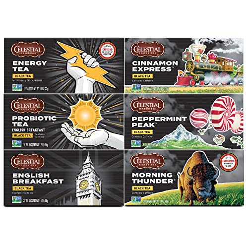 Celestial Seasonings Black Tea, Variety Pack, 20 Count Pack Of 6