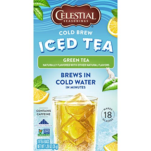 Celestial Seasonings Cold Brew Iced Tea, Green Tea, 18 Count Pa...