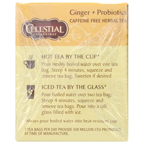 Celestial Seasonings Ginger & Probiotics Herbal Tea, 20 CT