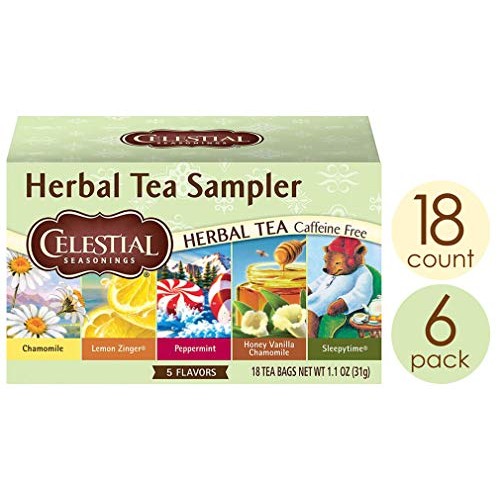 Celestial Seasonings Herbal Tea, Tea Sampler, 18 Count Pack Of 6