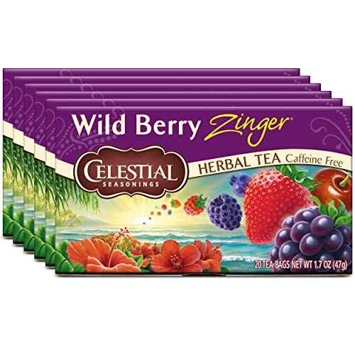 Celestial Seasonings Herbal Tea, Wild Berry Zinger, 20 Count Per