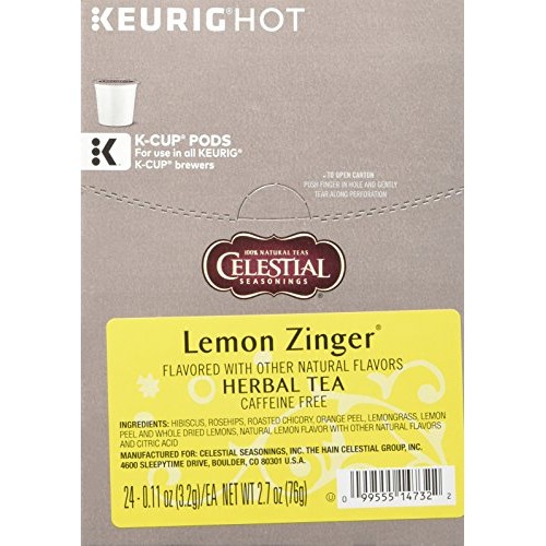 Celestial Seasonings Lemon Zinger Herbal Tea, Single-Serve Keuri