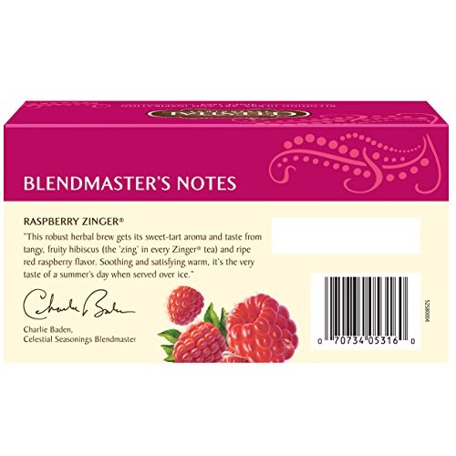 Celestial Seasonings Raspberry Zinger Herbal Tea, 20 Count Pack